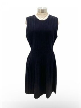 Ted Baker London Black Sleeveless Pleated Knit Skater Dress